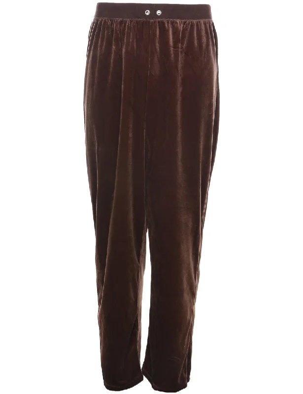 Crazy Savings Velvet Fabric Brown Tracksuit Bottoms - W31 L29