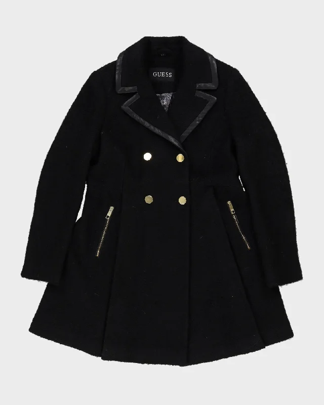 Savings Galore Guess Black Wool Overcoat - M