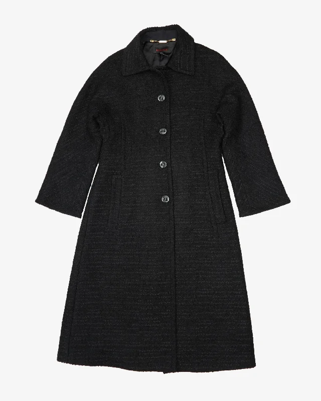 Today Only Escada Woven Black Wool Overcoat - S