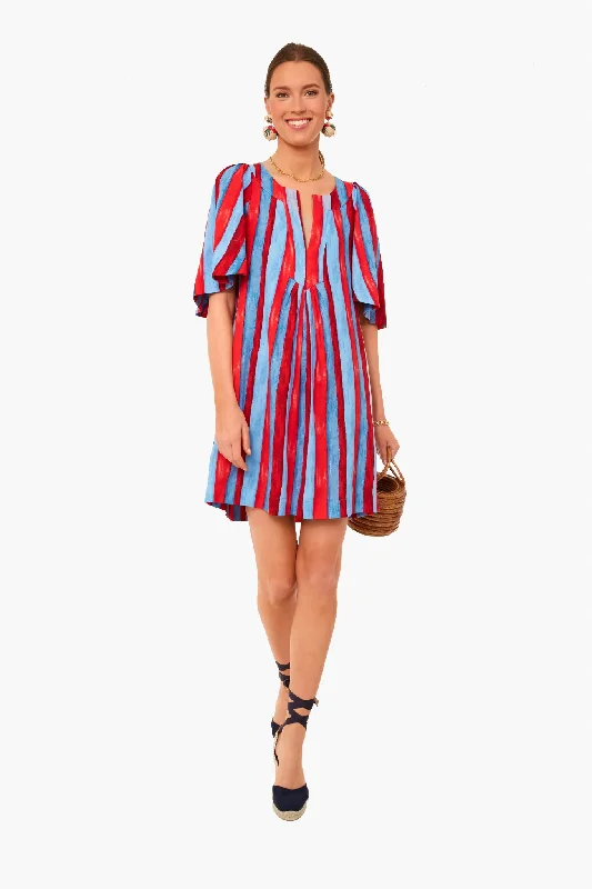 Flash Sale Painterly Stripe Finley Flutter Sleeve Dress