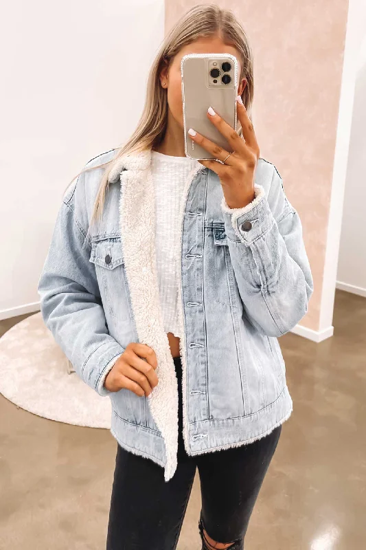 Doorbuster Deal Bowie Sherpa Jacket Light Blue