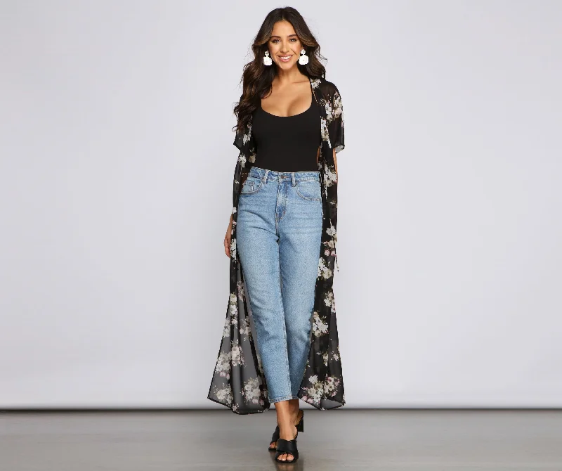 Big Discounts Floral Vibes Chiffon Duster