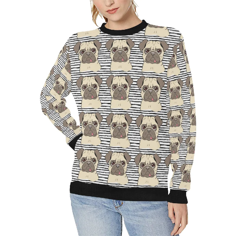 Mega Deal Happy pug pattern Women's Crew Neck Sweatshirt