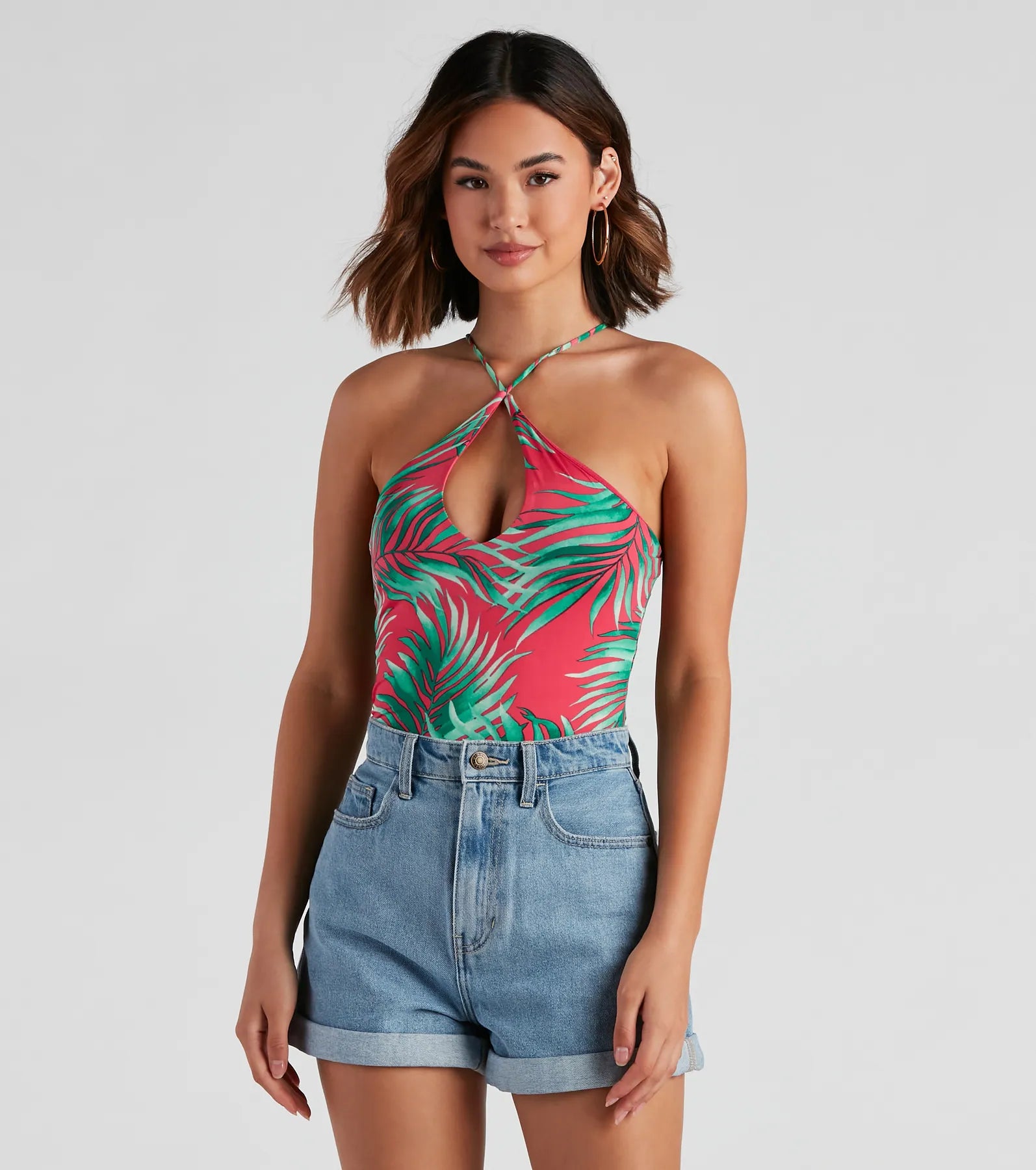 Flash Deals Summer Sunset Halter Bodysuit