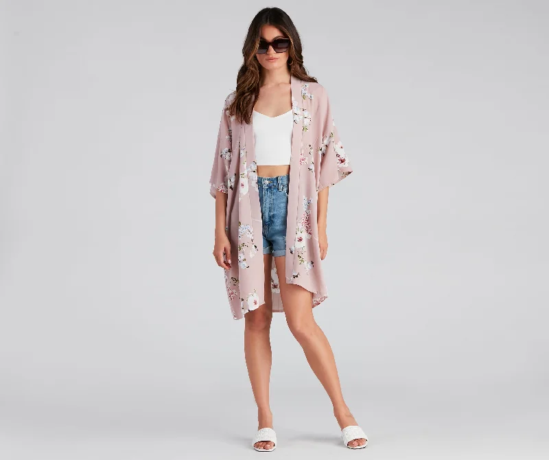 Discount Deals Blissful Blooms Crepe Floral Kimono