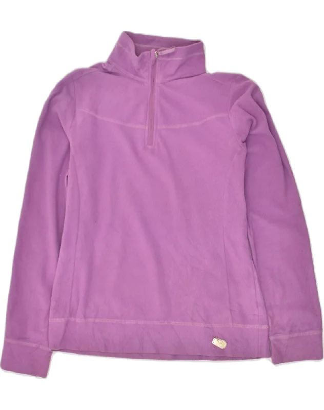 CHAMPION Womens Zip Neck Fleece Jumper UK 14 Medium Purple Polyester