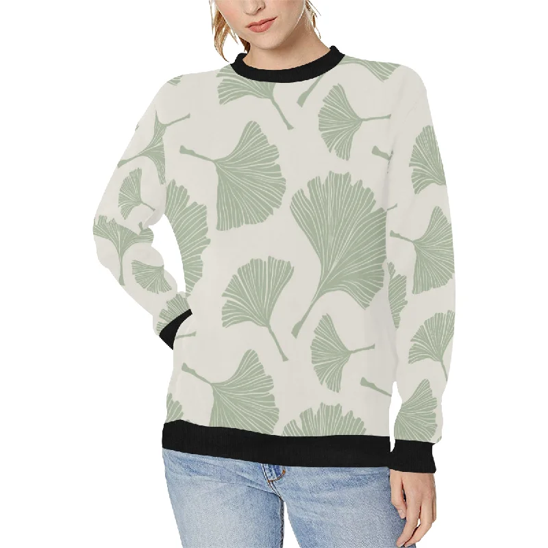 Ginkgo leaves pattern Women's Crew Neck Sweatshirt