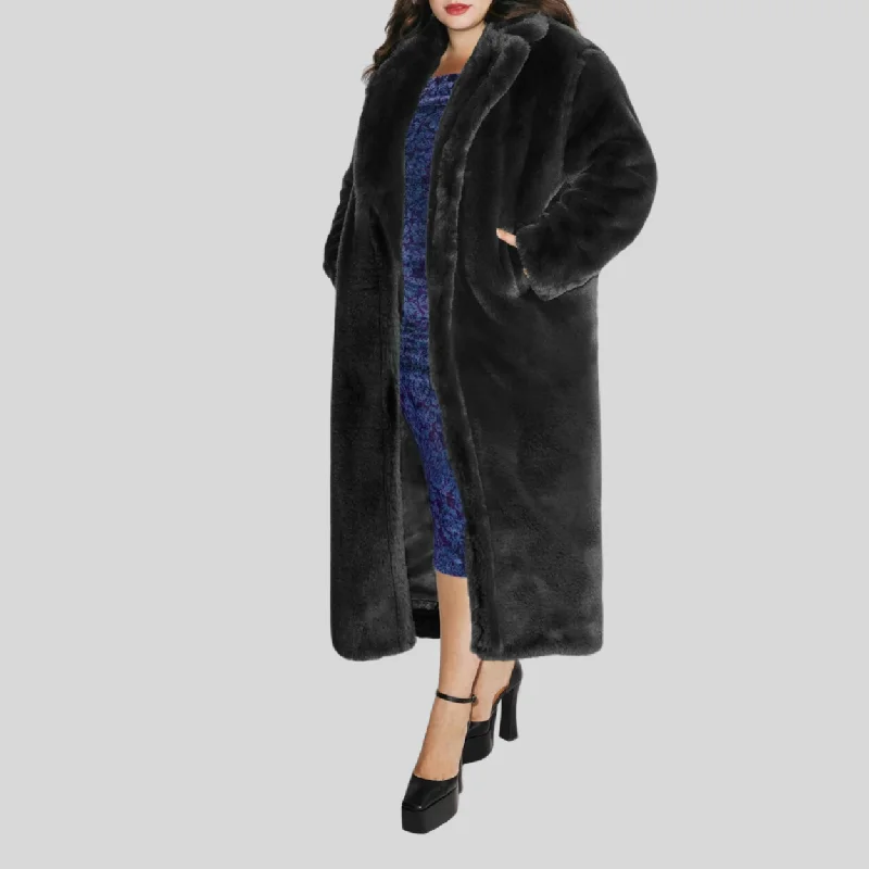 Can't Miss Faux Fur Long Teddy Coat - Black