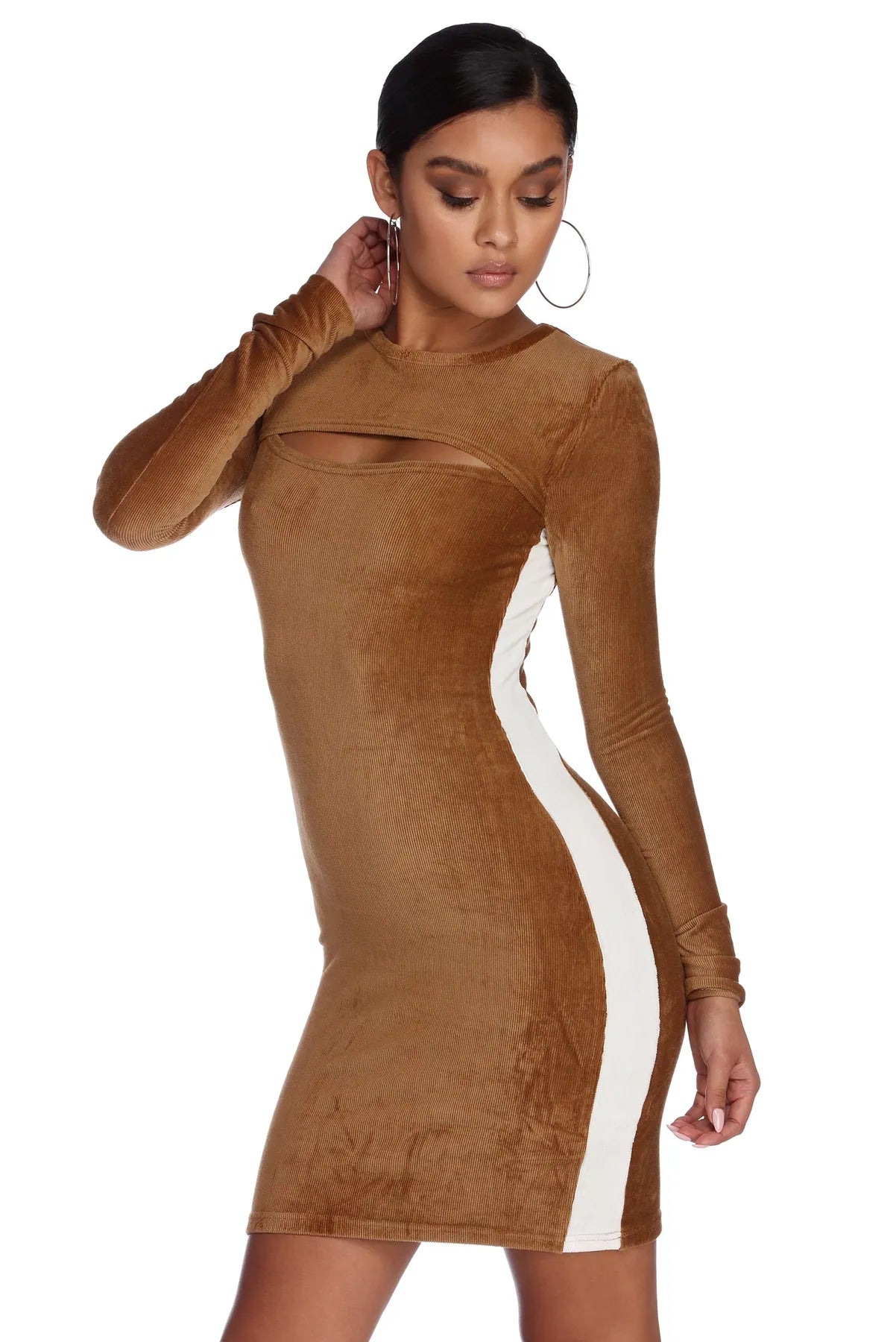 Blowout Deals Warm Down Corduroy Mini Dress