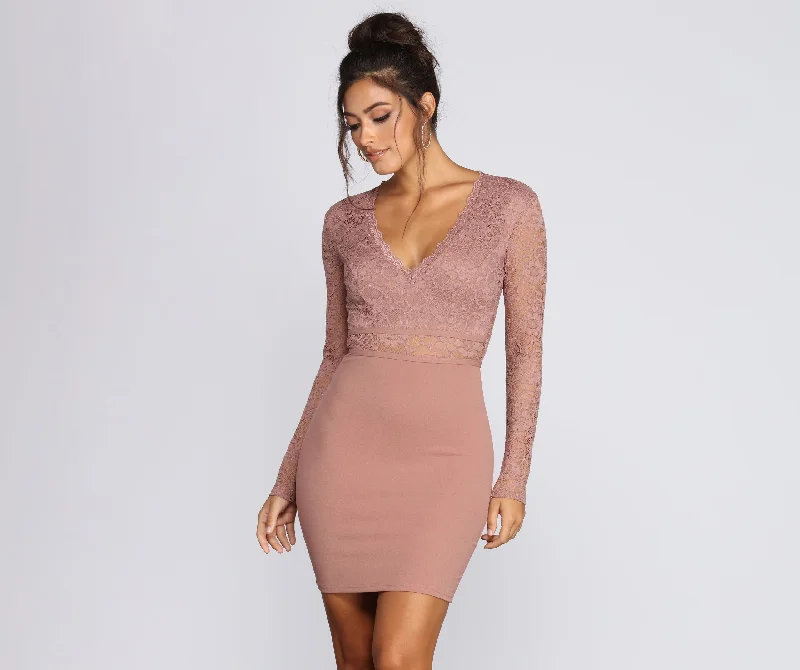 Hot Deal Sweet Babe Laced Mini Dress