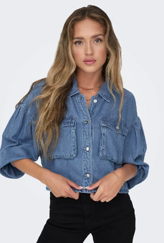 Hurry In ONLY LOVA LS CROP DENIM SHIRT