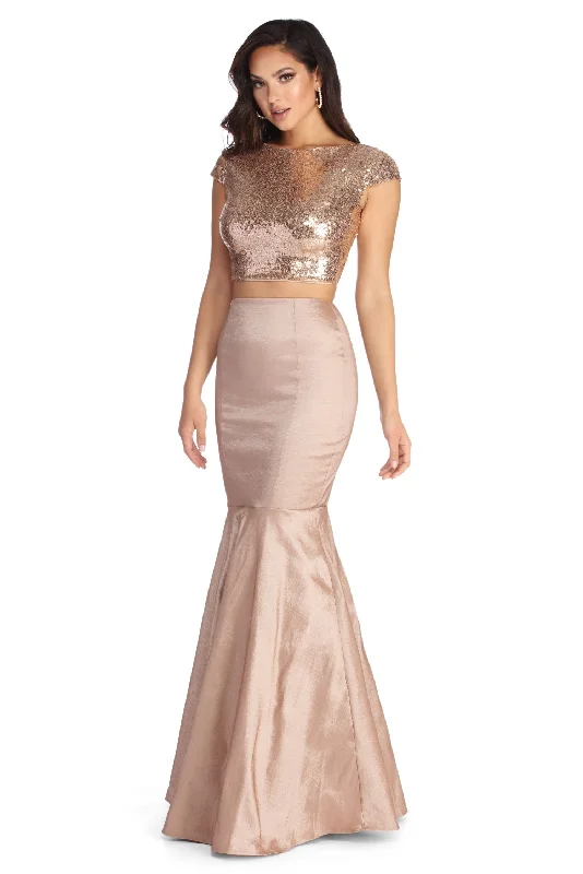 Discount Extravaganza Emmie Formal Sequin Two Piece Dress