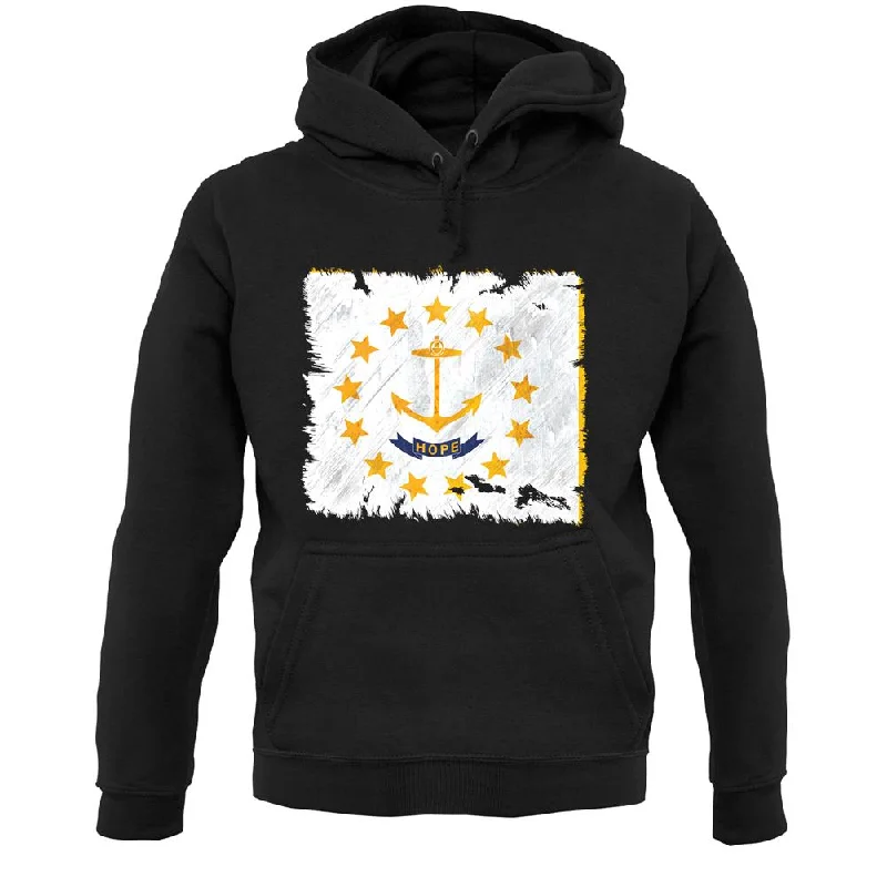 Exclusive Deal Rhode Island Grunge Style Flag Unisex Hoodie