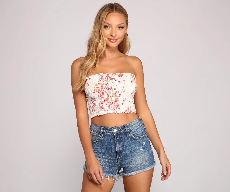 Online Only Caught In A Floral Gauze Smock Top
