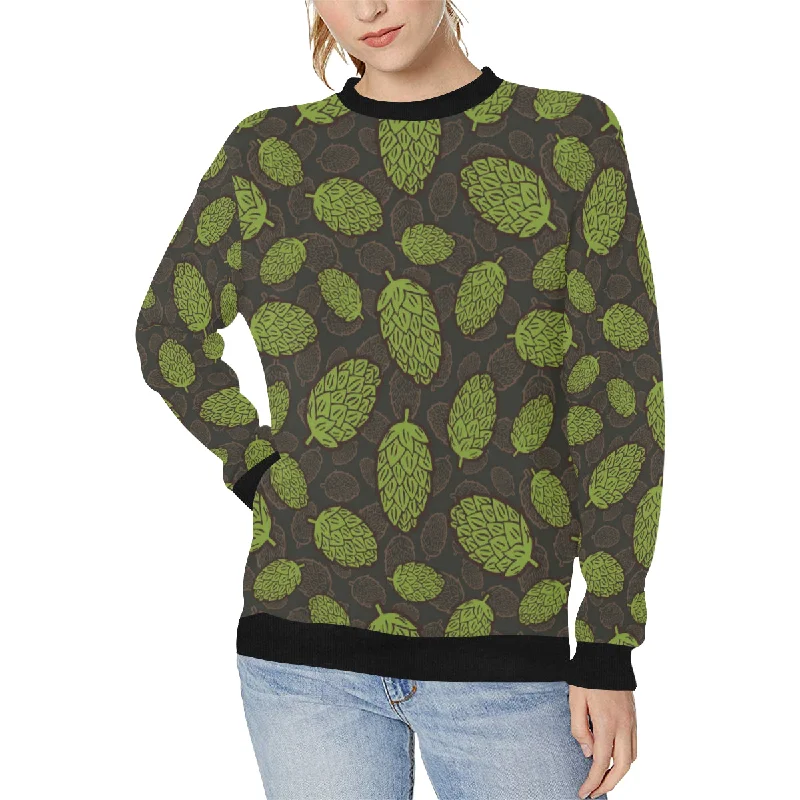 Don't Miss Hop pattern black background Women's Crew Neck Sweatshirt