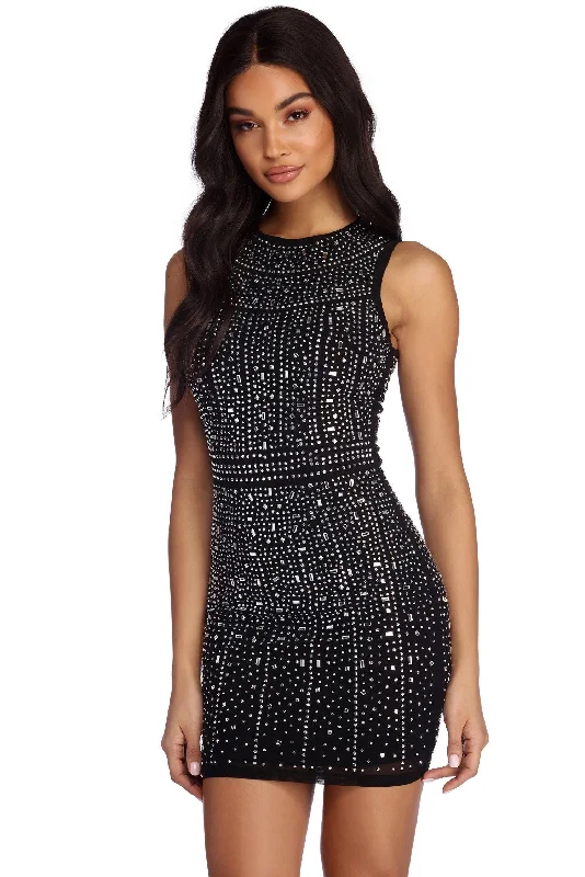 Now or Never Lisa Formal Heat Stone Mini Dress