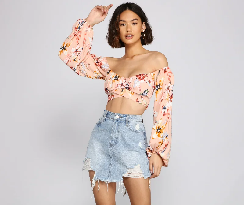 Limited Time Discount Flirty In Floral Crop Top