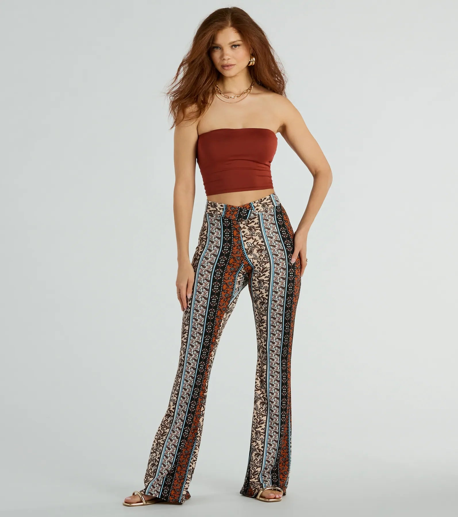 Grand Opening Sale Summer Dream Paisley Knit Flare Pants