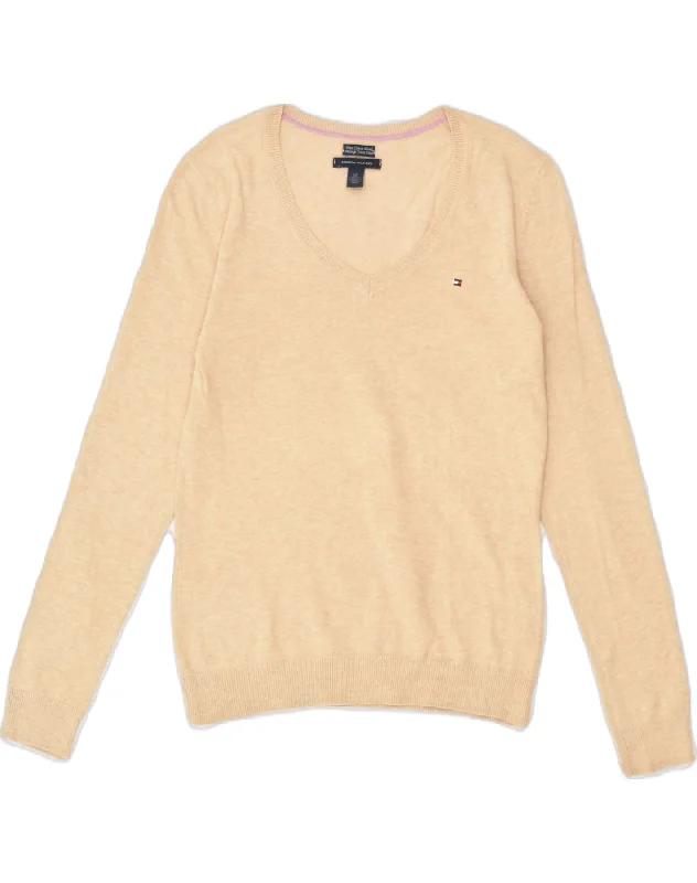 Exclusive Offers TOMMY HILFIGER Womens V-Neck Jumper Sweater UK 10 Small Beige Cotton Exclusive Offers TOMMY HILFIGER Womens V-Neck Jumper Sweater UK 10 Small Beige Cotton