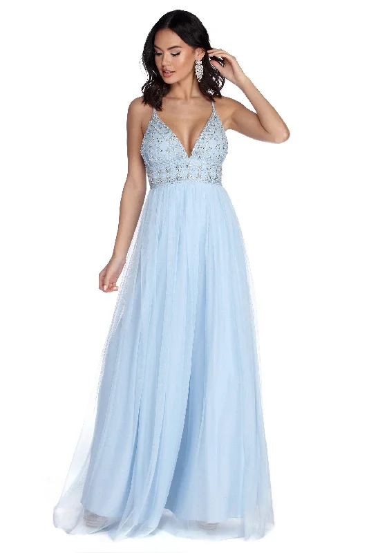 Instant Discount Bridget Formal Beaded Tulle Dress