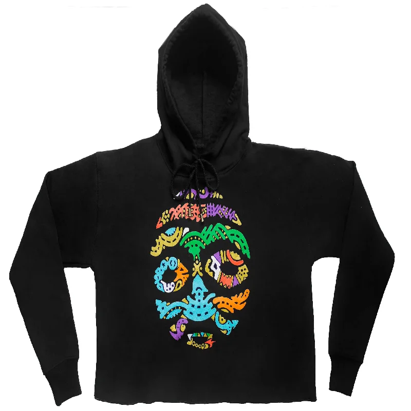 Super Deal BORNO MAIDUGURI WARRIOR MASK WITH BLACK EYES (LADIES CROPPED FRENCH TERRY HOODIE)