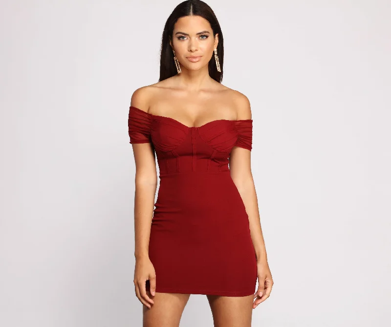 Quick Sale Sweet And Sultry Off-The-Shoulder Mini Dress
