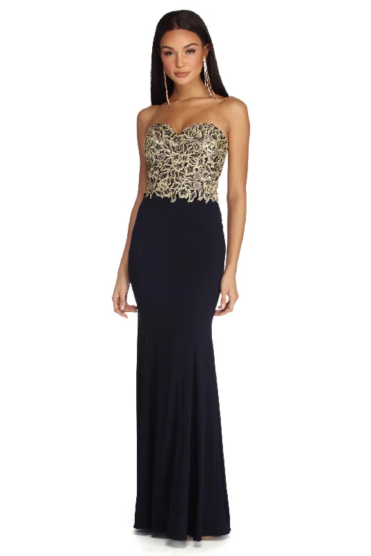 Deep Discounts Angela Formal Embroidered Floral Dress