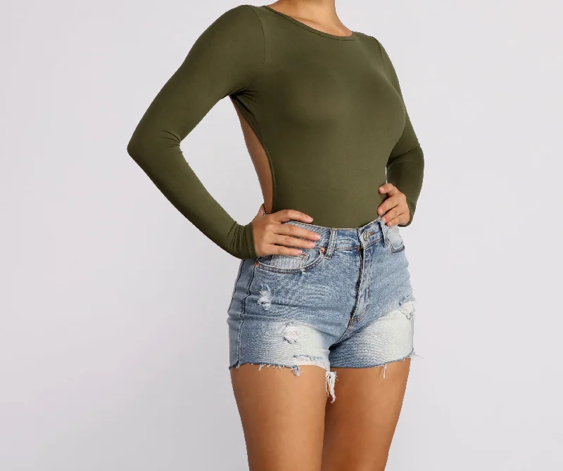 Deal Mania Never Basic Open Back Bodysuit