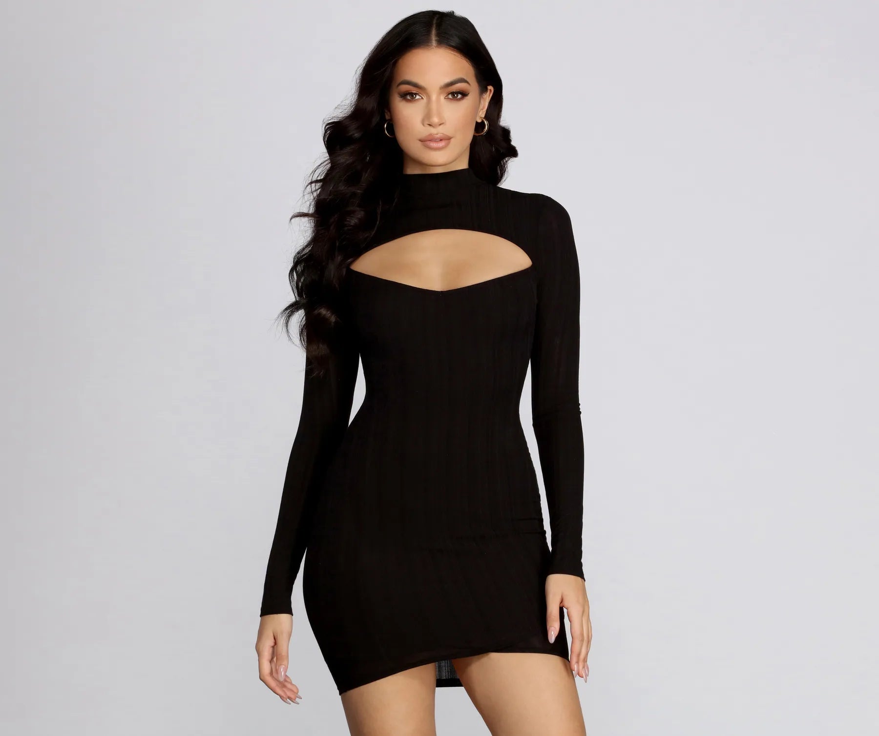 Deal of the Day Ribbed Long Sleeve Knit Dress