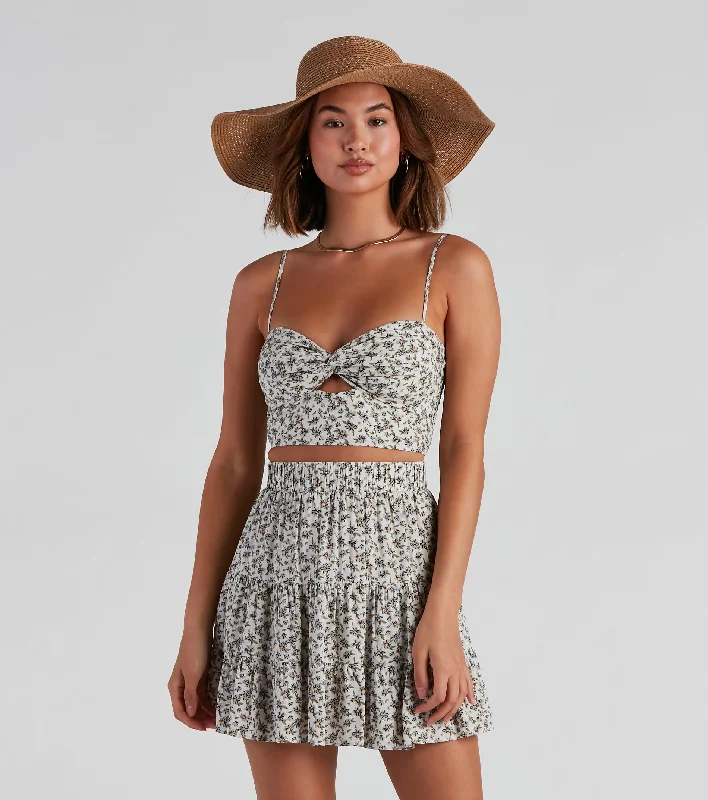 Epic Deals Sunkissed Florals Twist Crop Top