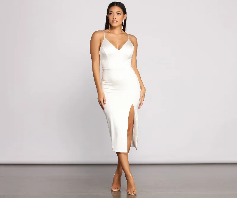 Great Deals Mila Formal High Slit Midi Dress