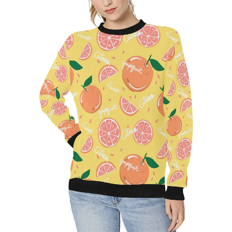 Grapefruit yellow background Women's Crew Neck Sweatshirt