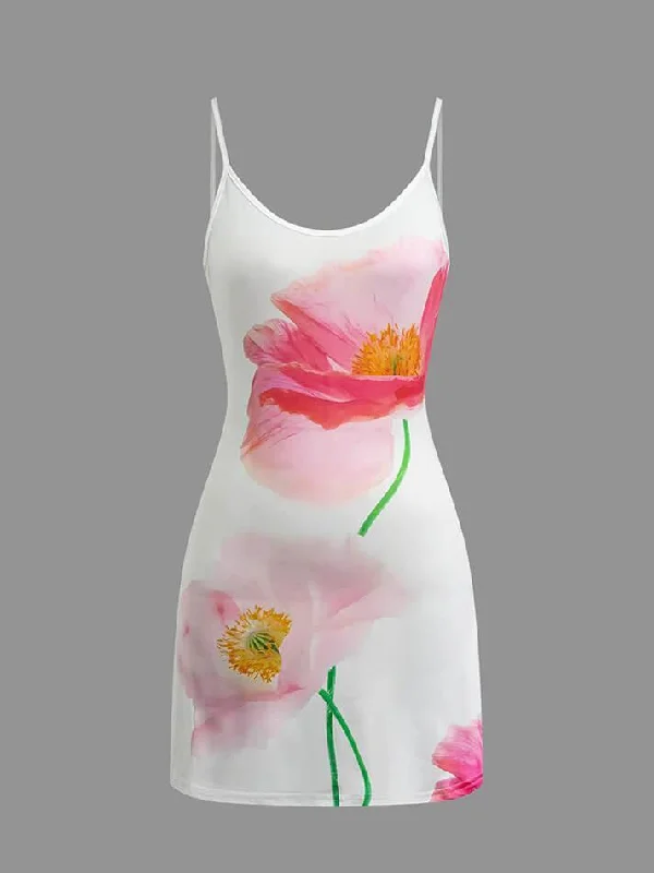 Today Only Floral Print Backless Slip Mini Dress