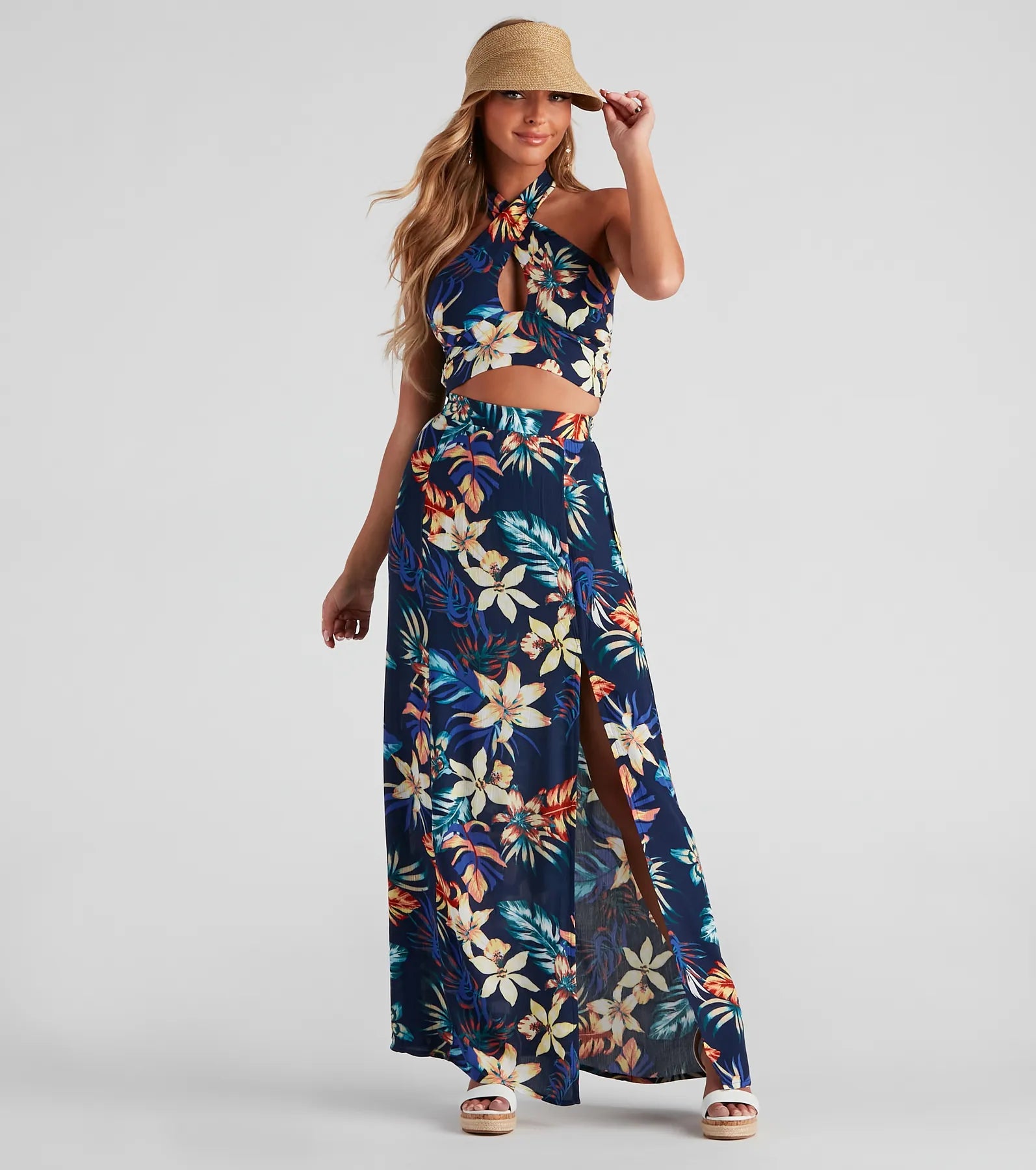 Today’s Special Cancun Vacay Tropical Slit Maxi Skirt
