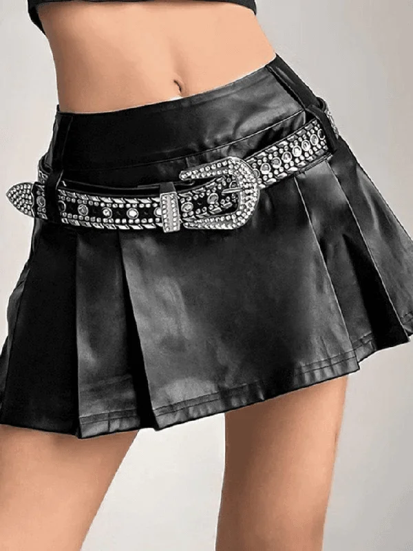 Can't Be Beat Pleated Pu Leather Mini Skirt