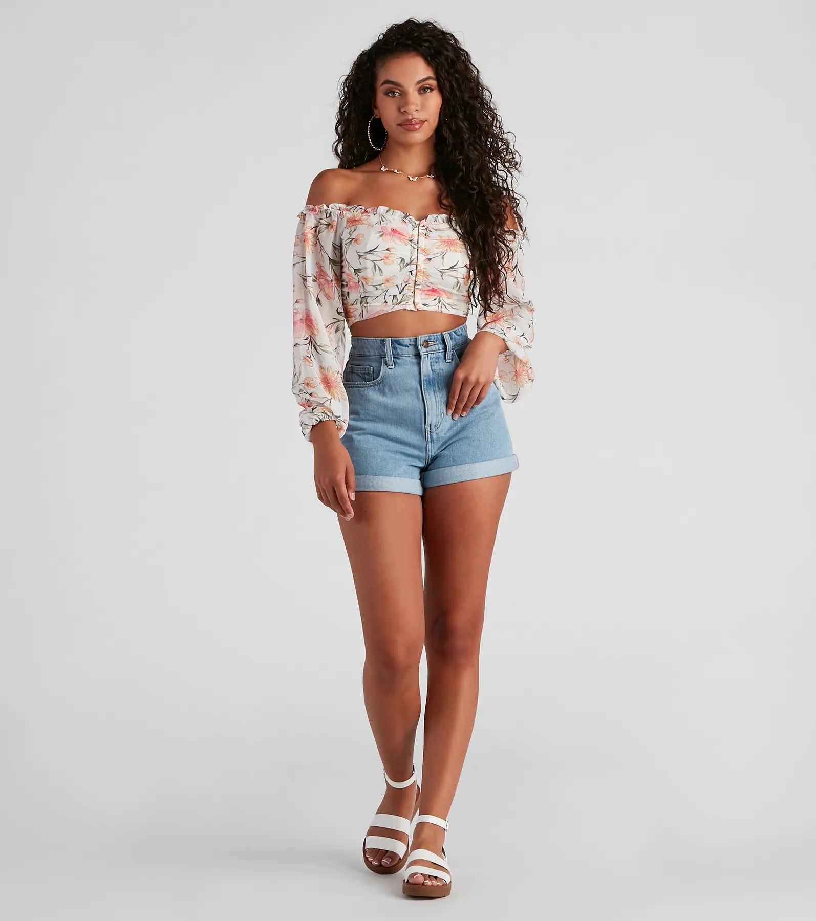 Mega Sale Floral Story Chiffon Corset Top