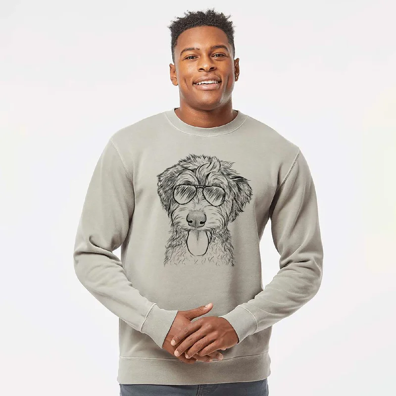 Price Smash Aviator Myrtle Mae the Aussiedoodle - Unisex Pigment Dyed Crew Sweatshirt
