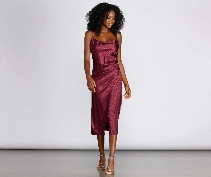 Extra Discounts Stylishly Fierce Satin Midi Dress
