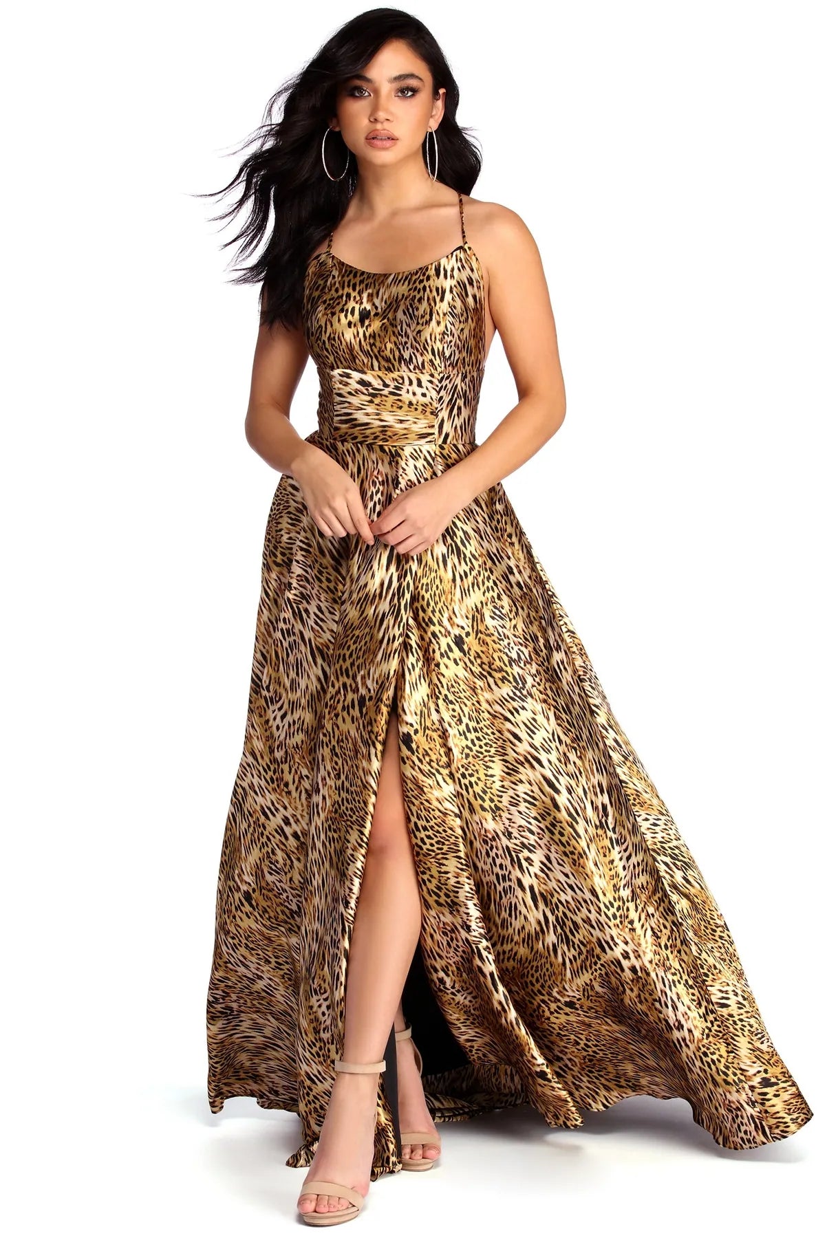 Overstock Roseanna Formal High Slit Leopard Dress