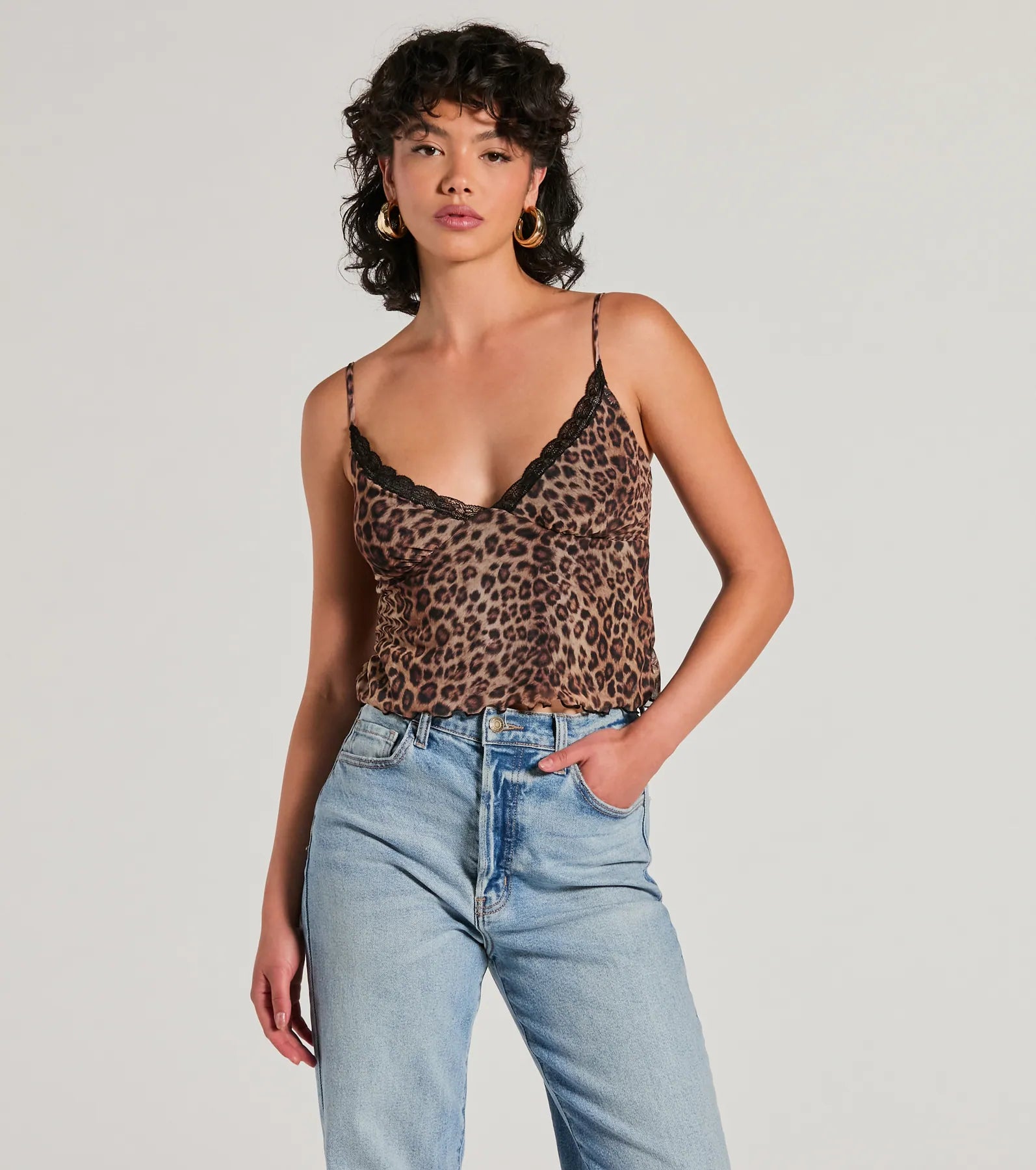 Value Deals Purrfect Fit Leopard Print Mesh Top