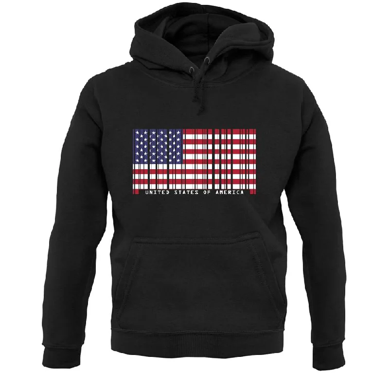 New Markdowns Usa Barcode Style Flag Unisex Hoodie
