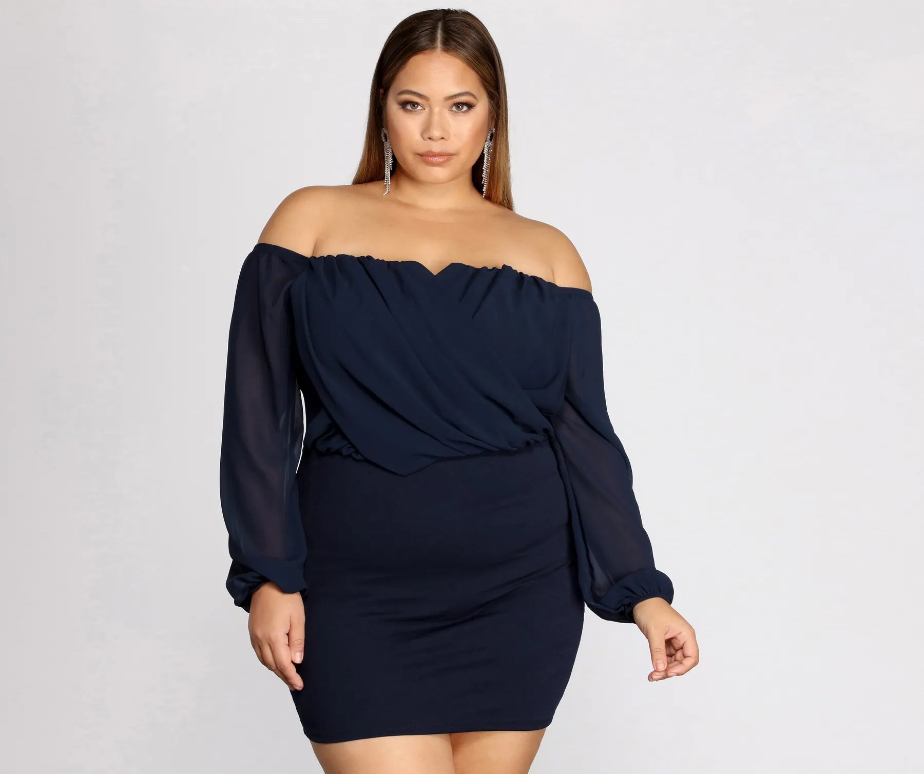 Grand Opening Sale Plus Shook In Chiffon Dress