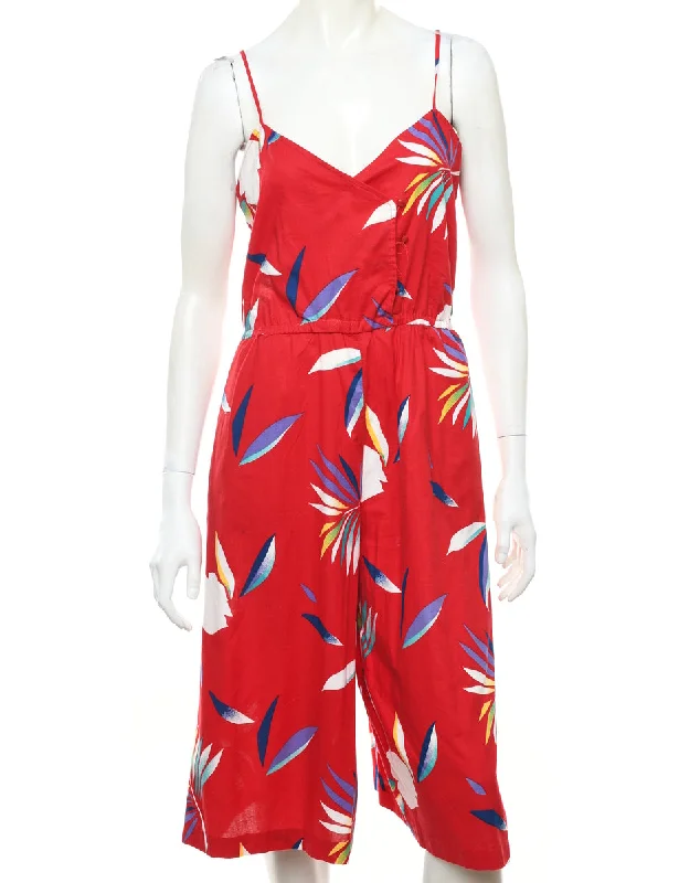 Exclusive Preview Hawaiian Print Red Floral Hawaiian Jumpsuit - S