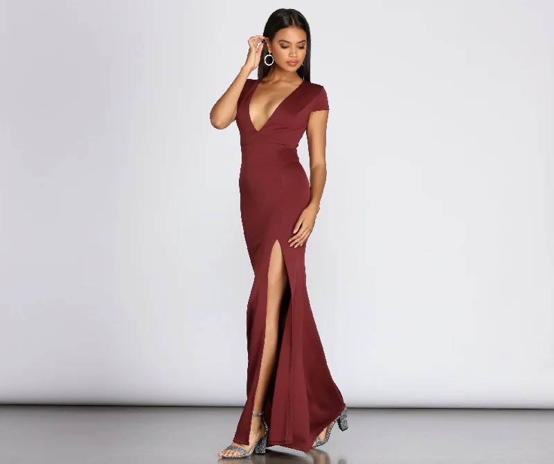 Weekend Special Raven Cap Sleeve Evening Gown