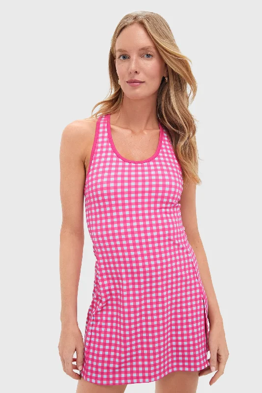 Instant Discount Gingham Sleeveless Dry Wick Tennis Dress