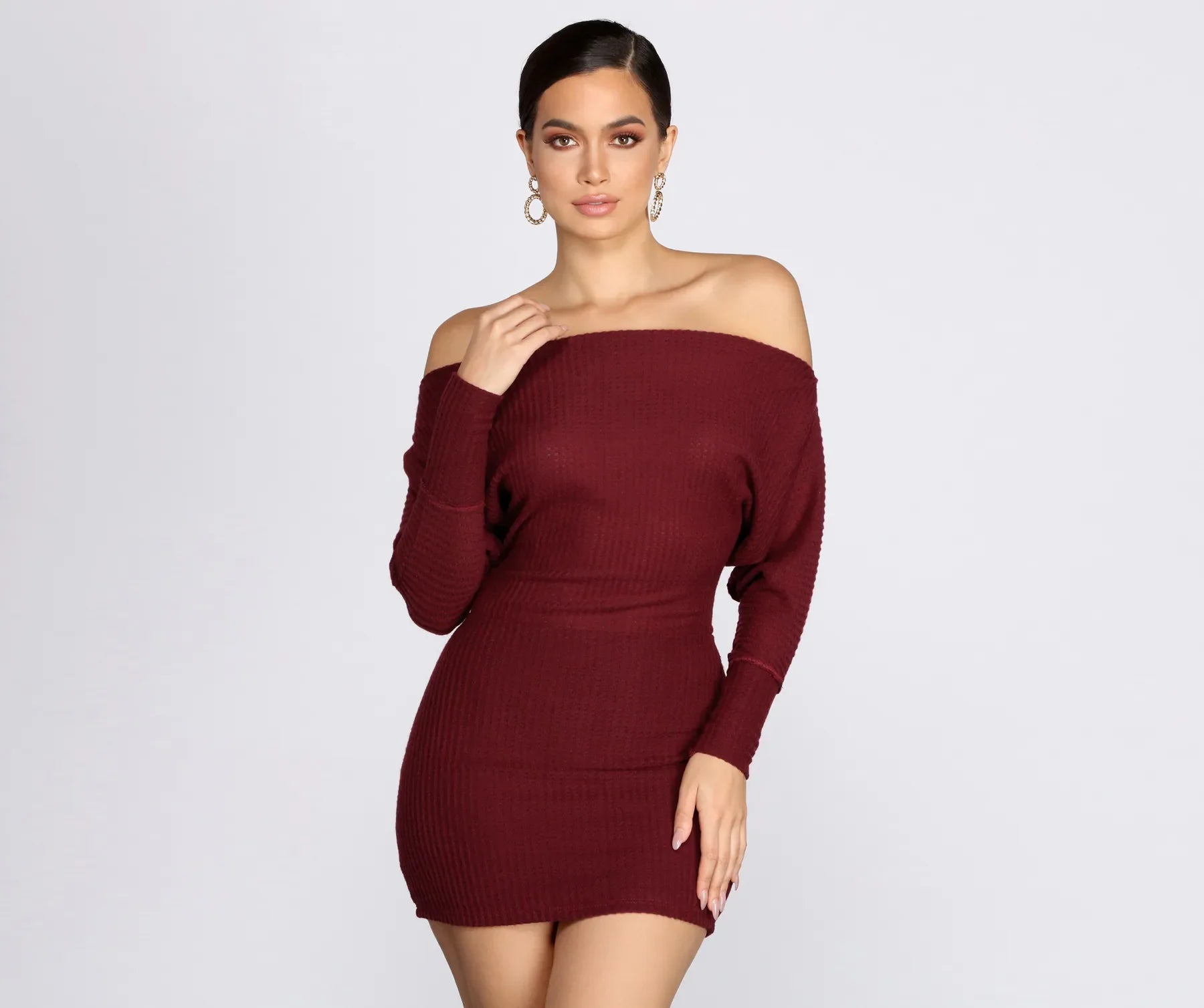 Members Only Off Shoulder Knit Mini Dress