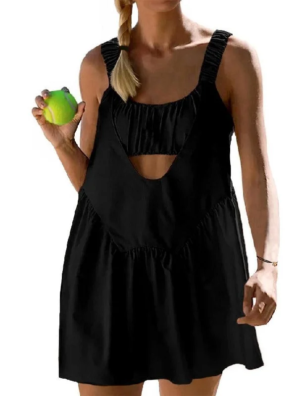 Can't Be Beat Tennis Workout Mini Dress Built-In Bra and Shorts