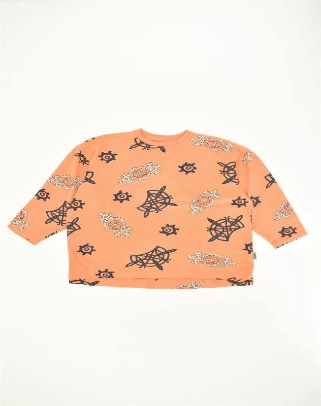 Price Blitz VINTAGE Womens Crazy Pattern Sweatshirt Jumper UK 14 Large Orange