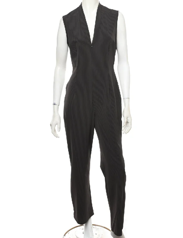 Bargain Prices Pinstriped Brown Jumpsuit - M