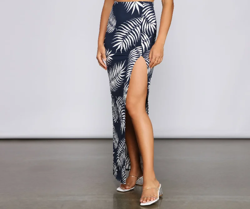 Overstock Tropics Bound High Slit Maxi Skirt